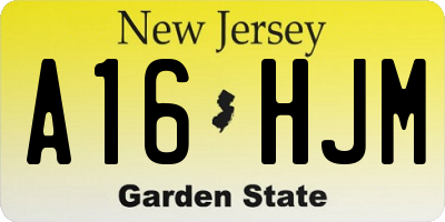NJ license plate A16HJM