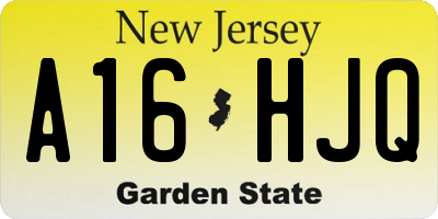 NJ license plate A16HJQ