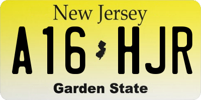 NJ license plate A16HJR