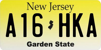 NJ license plate A16HKA
