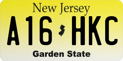 NJ license plate A16HKC