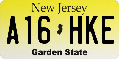 NJ license plate A16HKE