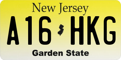 NJ license plate A16HKG