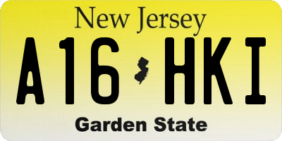 NJ license plate A16HKI