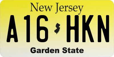 NJ license plate A16HKN