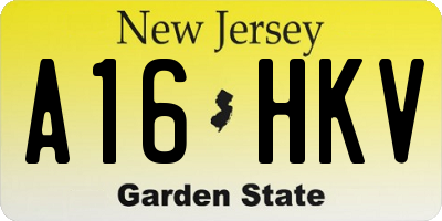 NJ license plate A16HKV