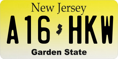 NJ license plate A16HKW