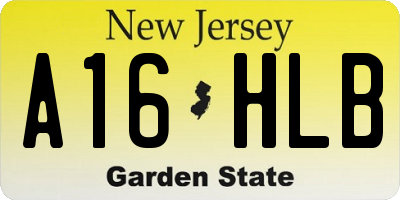 NJ license plate A16HLB