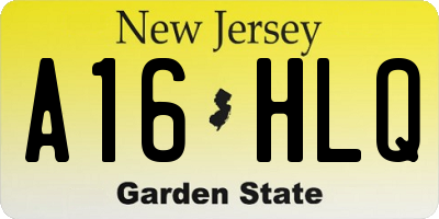 NJ license plate A16HLQ
