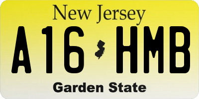 NJ license plate A16HMB