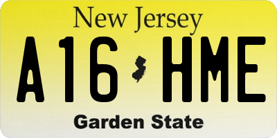 NJ license plate A16HME