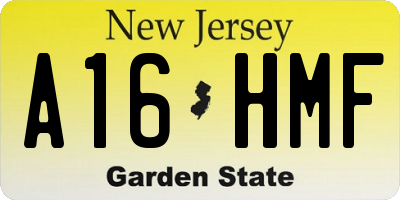 NJ license plate A16HMF