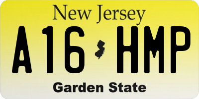 NJ license plate A16HMP