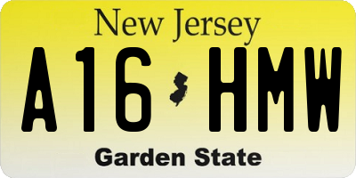 NJ license plate A16HMW