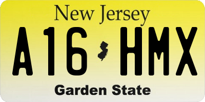 NJ license plate A16HMX