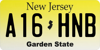 NJ license plate A16HNB