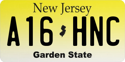 NJ license plate A16HNC