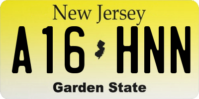NJ license plate A16HNN