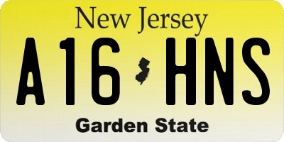 NJ license plate A16HNS