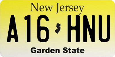 NJ license plate A16HNU
