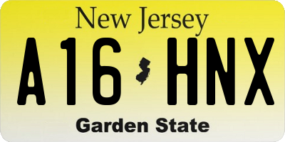 NJ license plate A16HNX