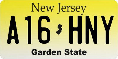 NJ license plate A16HNY