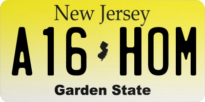 NJ license plate A16HOM