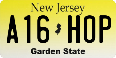 NJ license plate A16HOP
