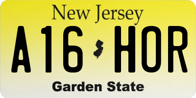 NJ license plate A16HOR