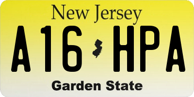 NJ license plate A16HPA