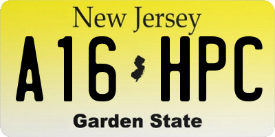 NJ license plate A16HPC