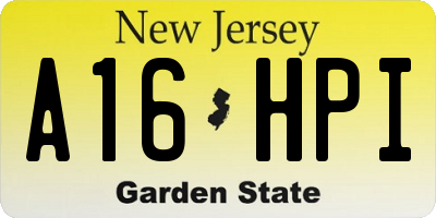 NJ license plate A16HPI