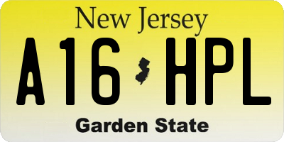 NJ license plate A16HPL