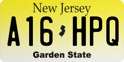NJ license plate A16HPQ