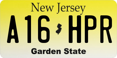 NJ license plate A16HPR