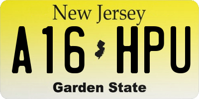 NJ license plate A16HPU