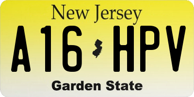 NJ license plate A16HPV