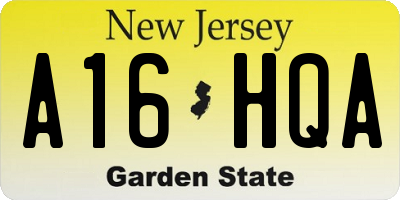 NJ license plate A16HQA