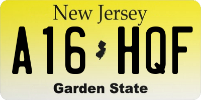 NJ license plate A16HQF