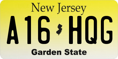 NJ license plate A16HQG