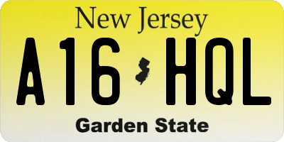 NJ license plate A16HQL