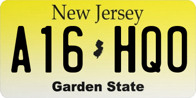 NJ license plate A16HQO