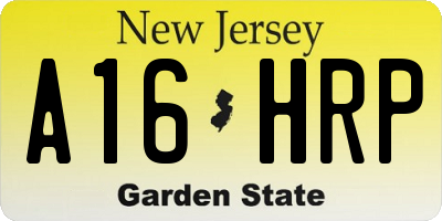 NJ license plate A16HRP