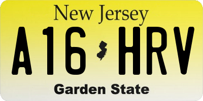 NJ license plate A16HRV