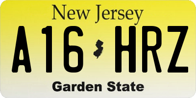 NJ license plate A16HRZ