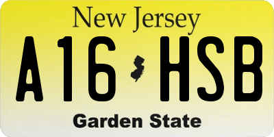 NJ license plate A16HSB