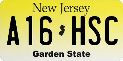 NJ license plate A16HSC