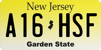 NJ license plate A16HSF