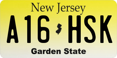 NJ license plate A16HSK