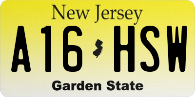 NJ license plate A16HSW